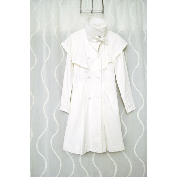 NWT ARMANI EXCHANGE White Funnel Neck Cotton Trench Overcoat | Size S - Picture 6 of 9